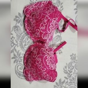 Victoria's secret push up without padding lace bra 34d magenta hot pink